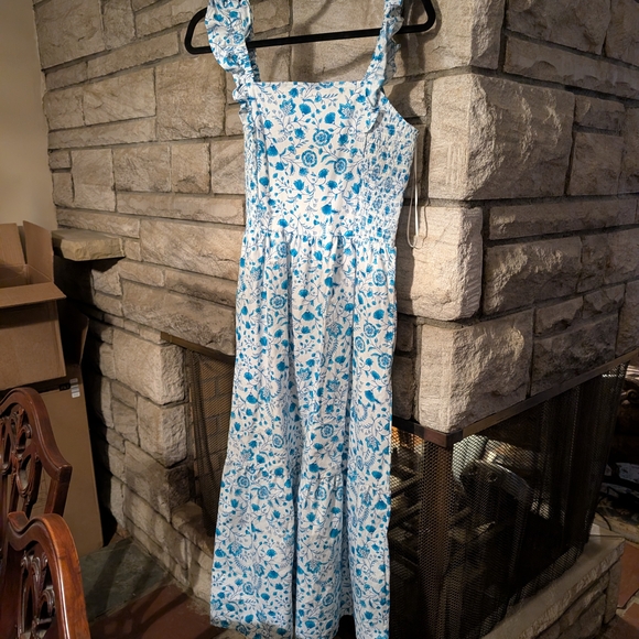Draper James Blue and White Floral Midi Dress - Picture 2 of 9
